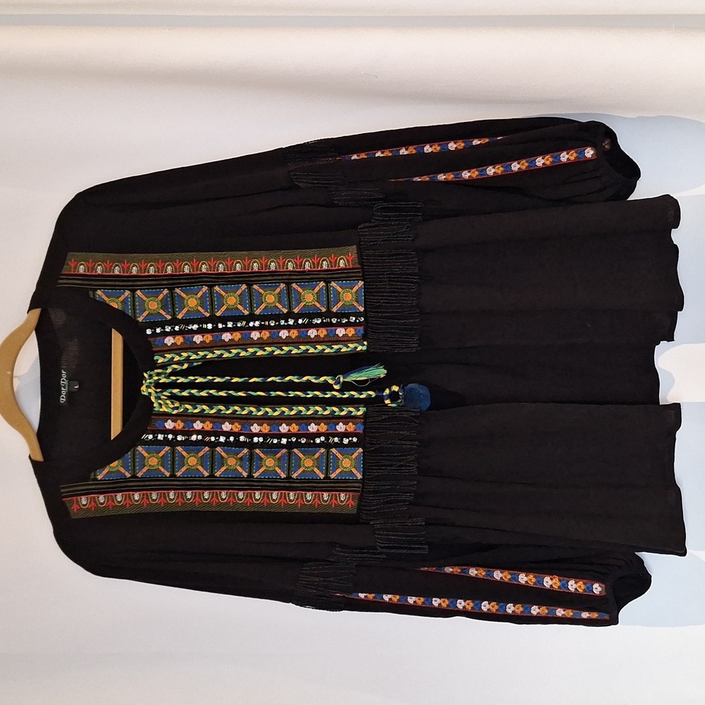Dor Dor Couture anthropology embroidered embellished shacket size large